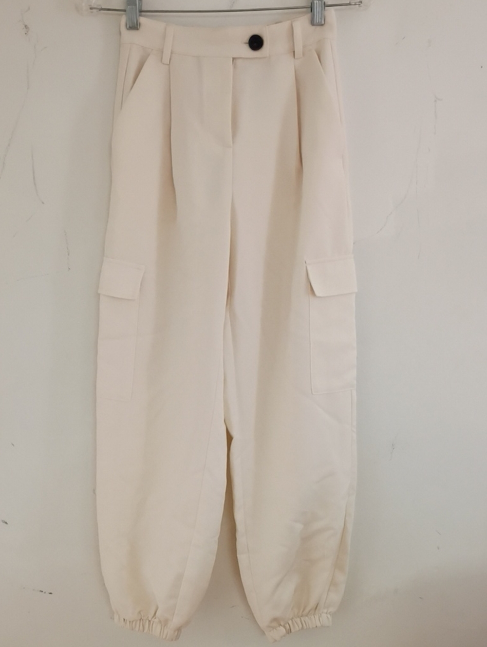 Bershka Off-White Cargo Jogger Pants
